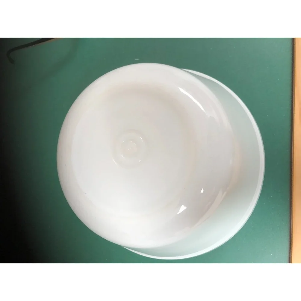 Vintage Federal White Milk Glass Oven Ware Double Band F Shield 9